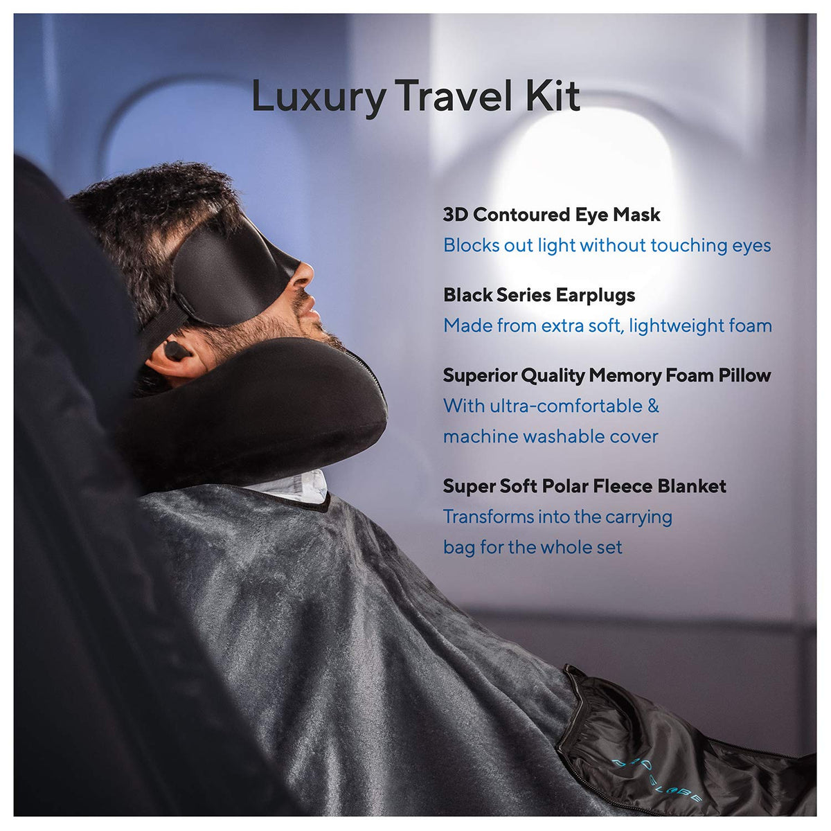Proglobe memory foam neck pillow with washable cover for comfortable support.