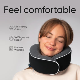 Proglobe neck pillow with 360° support keeping the head steady.