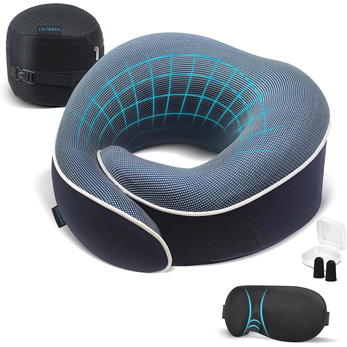 Proglobe orthopedic neck pillow for travel provides neck support on long flights.