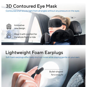 Proglobe soft earplugs reduce ambient noise for peaceful travel.