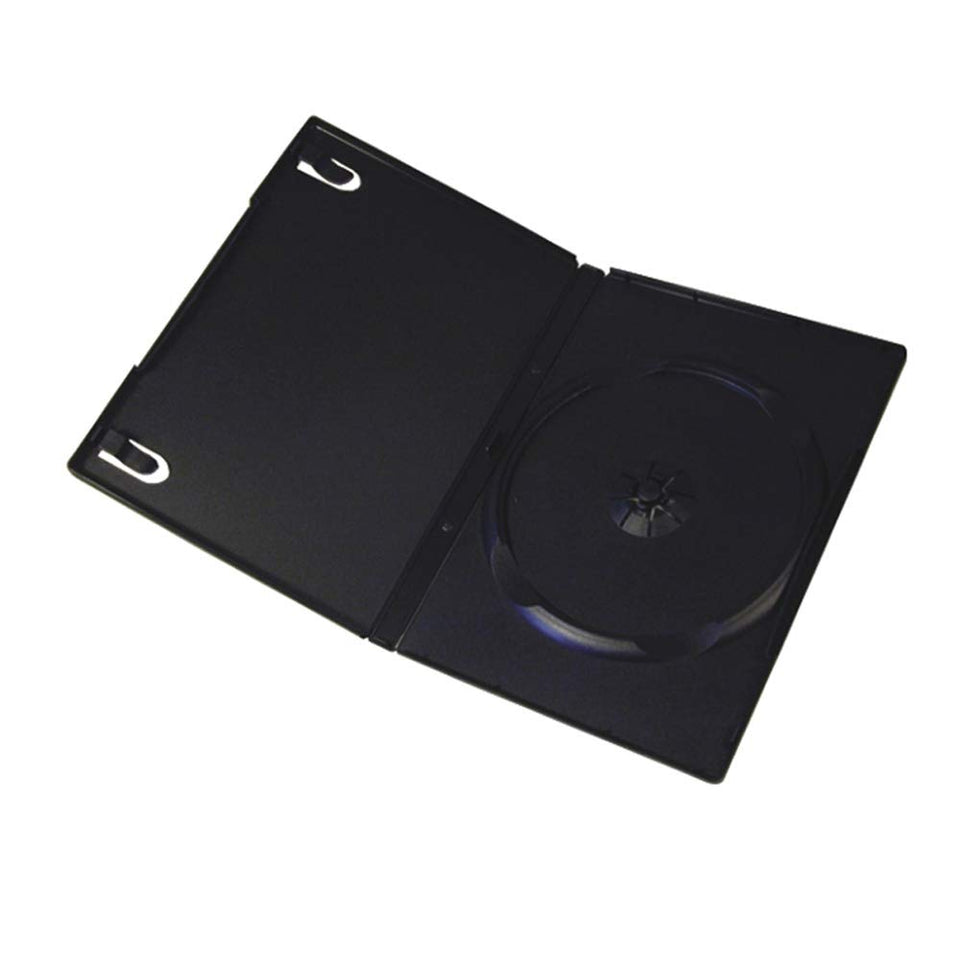 Progo 50-pack standard black DVD case with 14mm spine for organized storage.