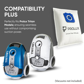 Prolux Tritan 5-layer filtration bags enhance dust capture and airflow.