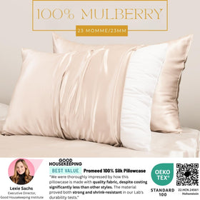 PROMEED silk pillowcase with hidden zipper for secure closure.