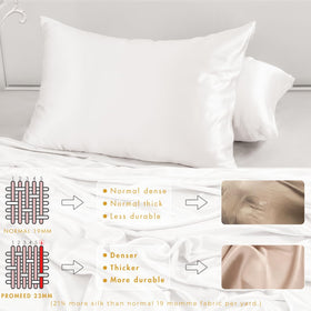 Promeed silk pillowcase white side-profile shows discreet zipper and neat finish