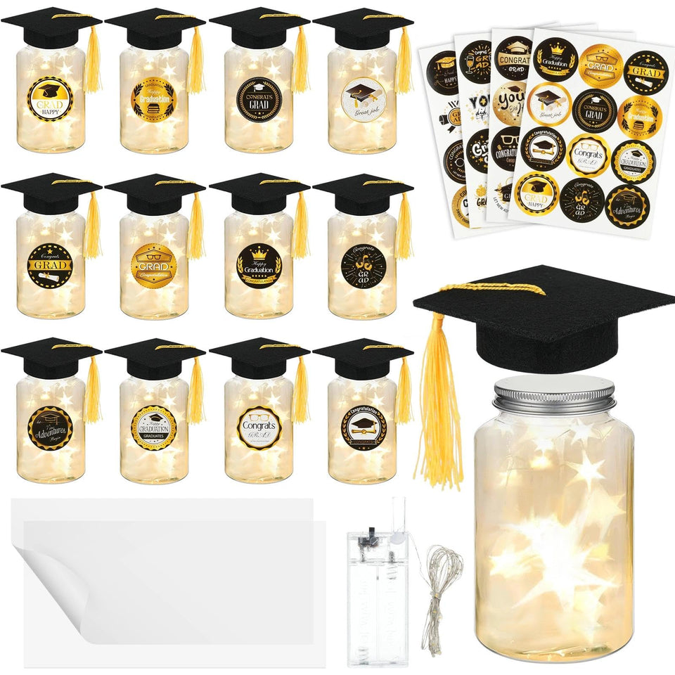 Prospura 12-pack graduation jar set with lids for keepsake display
