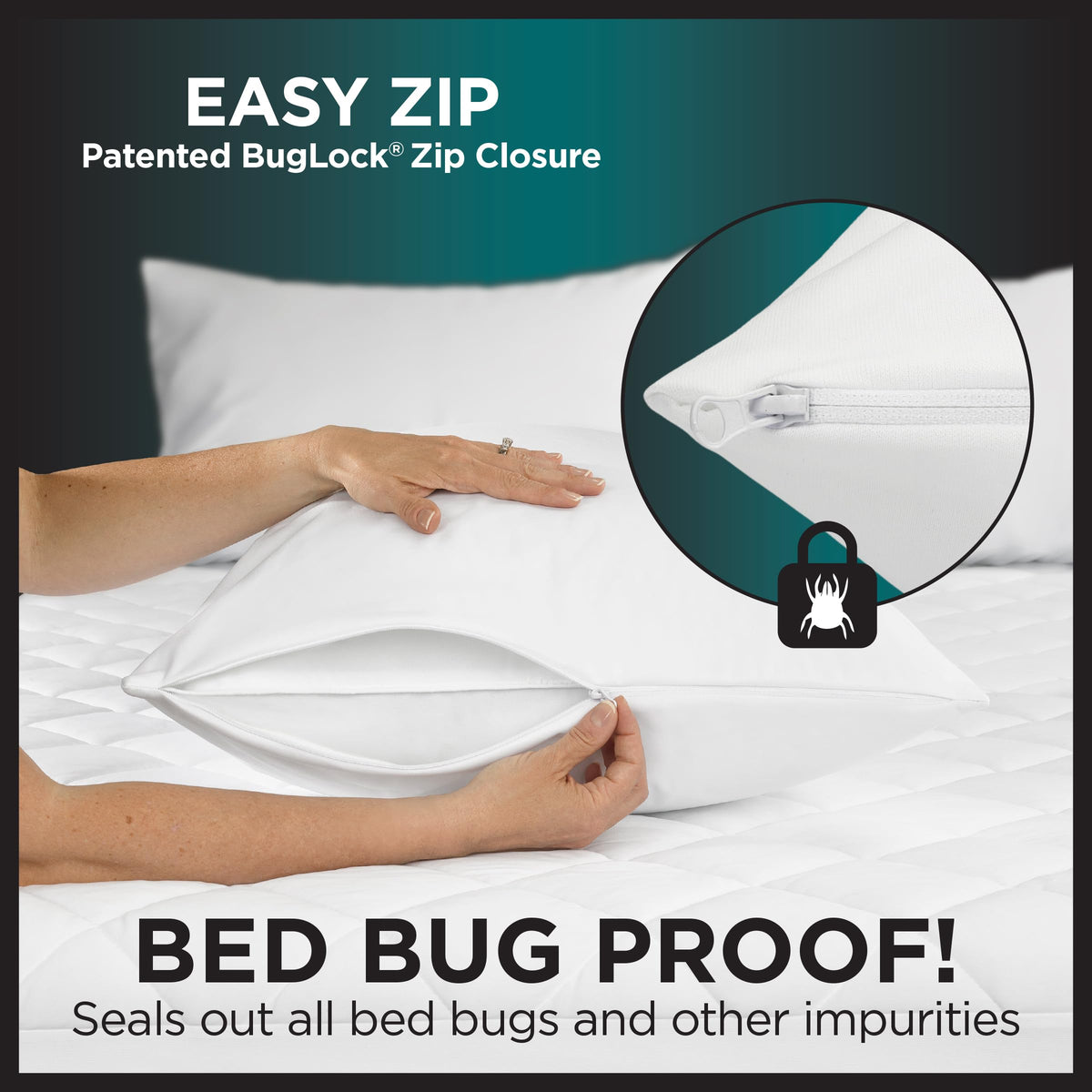 Protect-A-Bed AllerZip pillow protectors Liquidry waterproof layer blocks moisture quietly