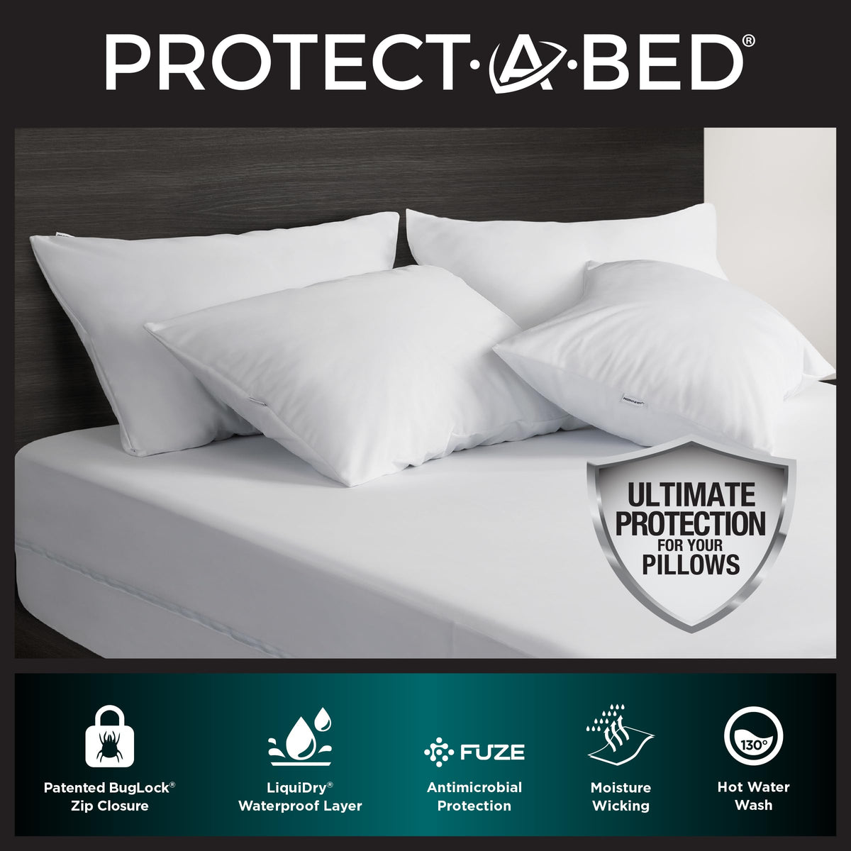 Protect-A-Bed AllerZip pillow protectors material close-up shows soft fabric