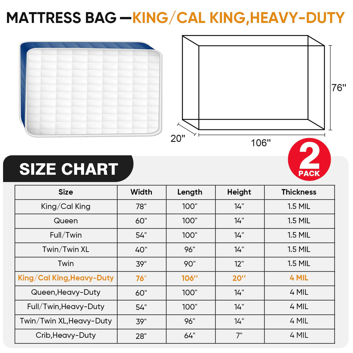 Prowee 4-mil polyethylene bag provides tear and moisture resistance.
