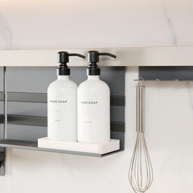 Prus Waso glass body dispenser with metal pump for rust-free reliability.