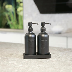 Prus Waso glass dispenser with metal pump, rust-free and refillable for daily use