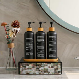 Prus Waso labeled CONDITIONER dispenser for intuitive bathroom routine