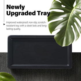 Matte black glass dispenser with durable metal pumps resists rust.