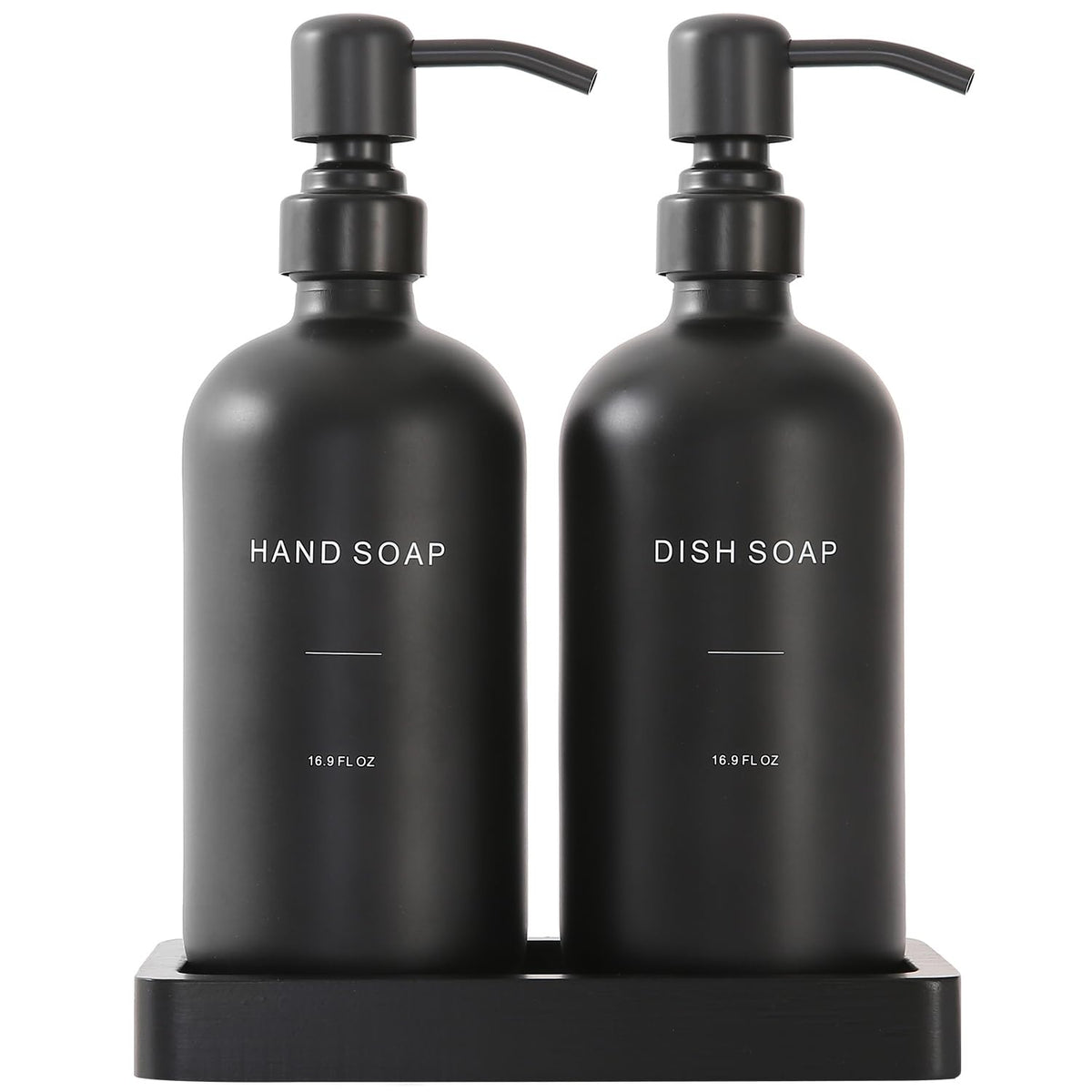 Prus Waso matte black soap dispenser set with pump, adds contemporary style to your kitchen