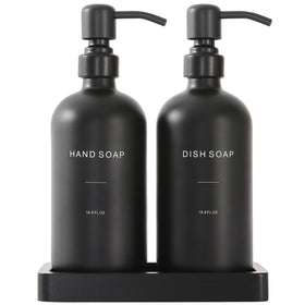 Prus Waso matte black soap dispenser set with pump, adds contemporary style to your kitchen