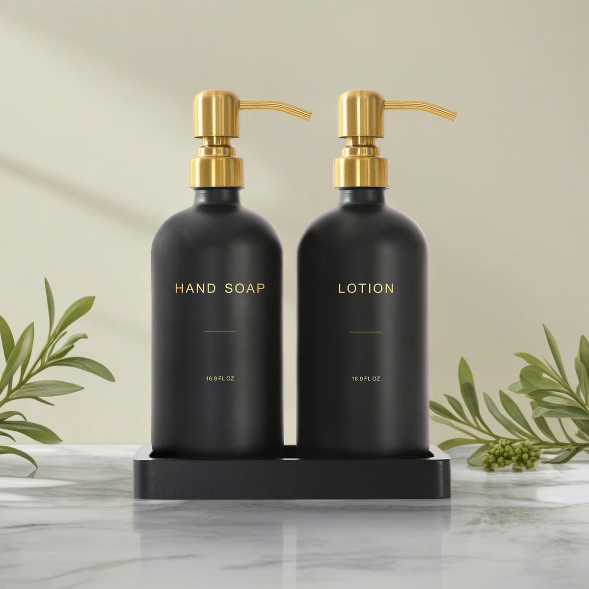 Gold-accent pump design adds subtle luxury to daily handwashing.