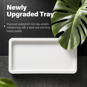 Glass with rust-free metal pump ensures durable bathroom accessory.