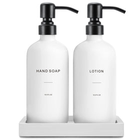 Prus Waso white hand soap dispenser with pump, stylish and refillable