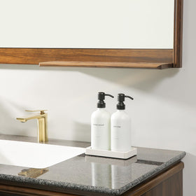 Close-up of Prus Waso metal pump on white dispenser