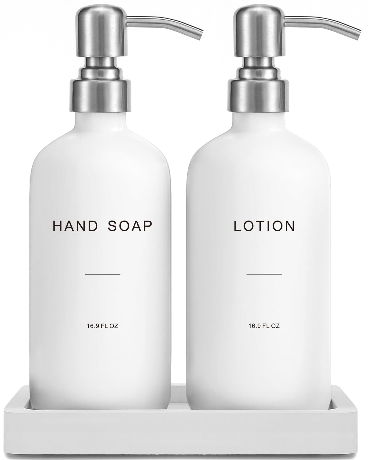 Prus Waso white soap dispenser for hand use, keeps counters tidy.