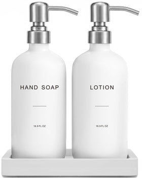 Prus Waso white soap dispenser for hand use, keeps counters tidy.