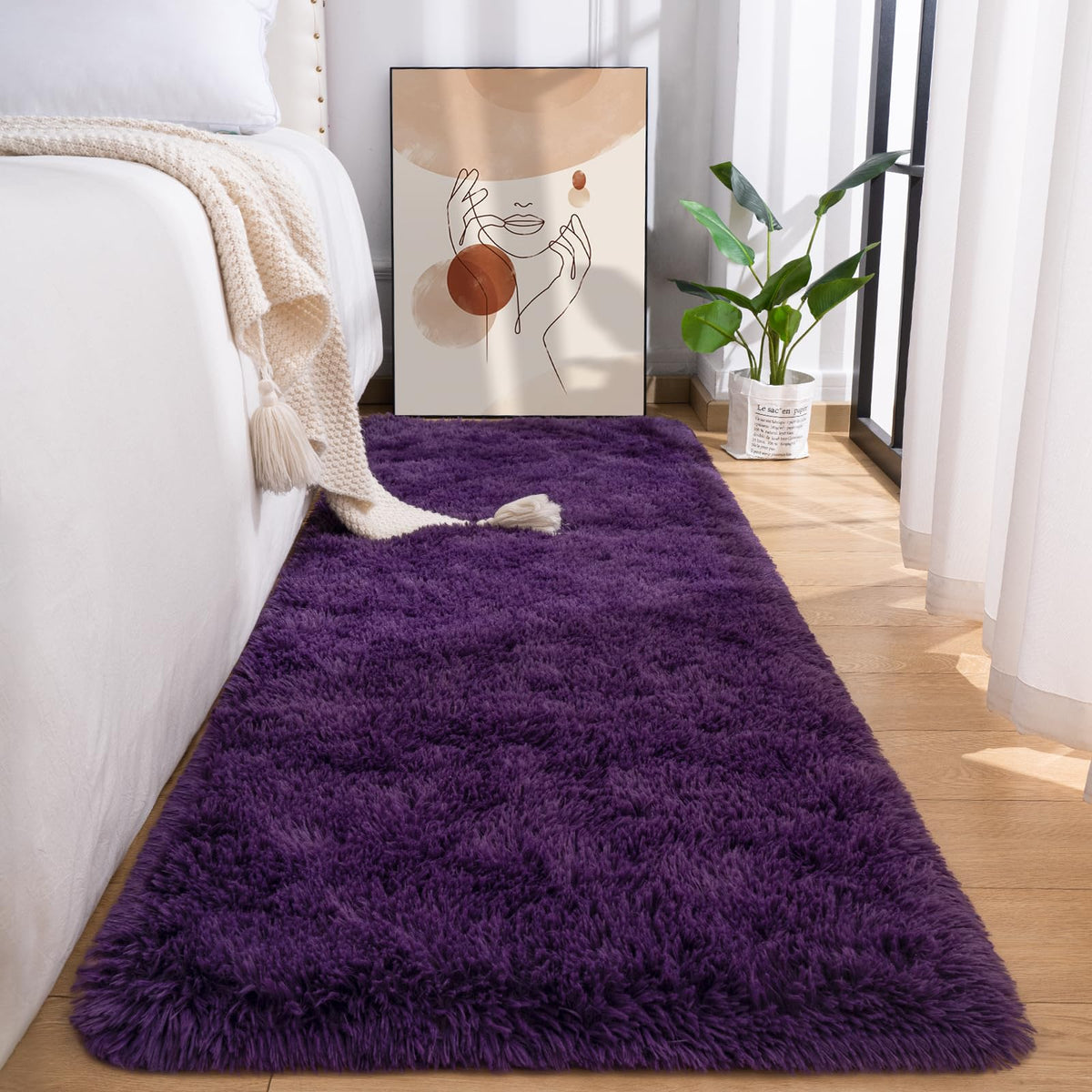 Przemy fluffy runner rug bedroom setup for cozy comfort underfoot