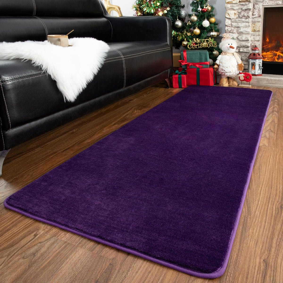 Przemy memory foam close-up on rug, highlighting plush softness for feet.