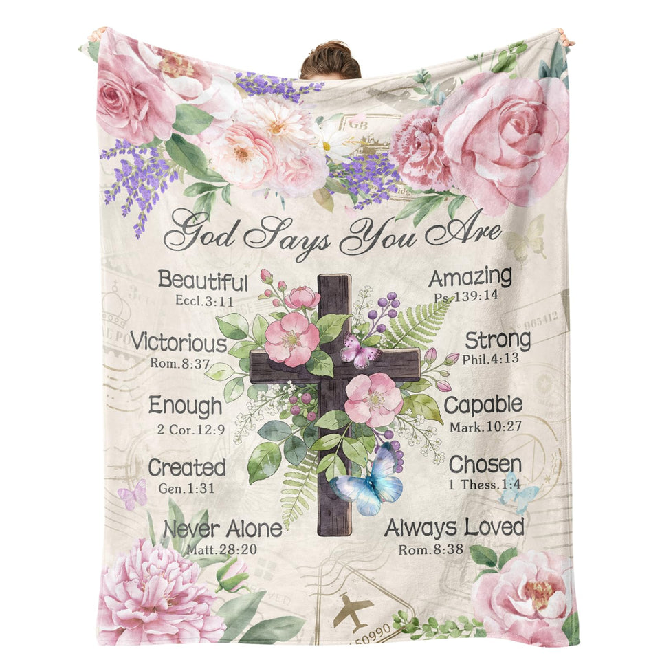 Psspotgj Christian blanket with flowers pattern for cozy warmth and decor