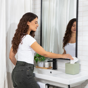 PTB vanity arrangement features white ceramic cover elevating display