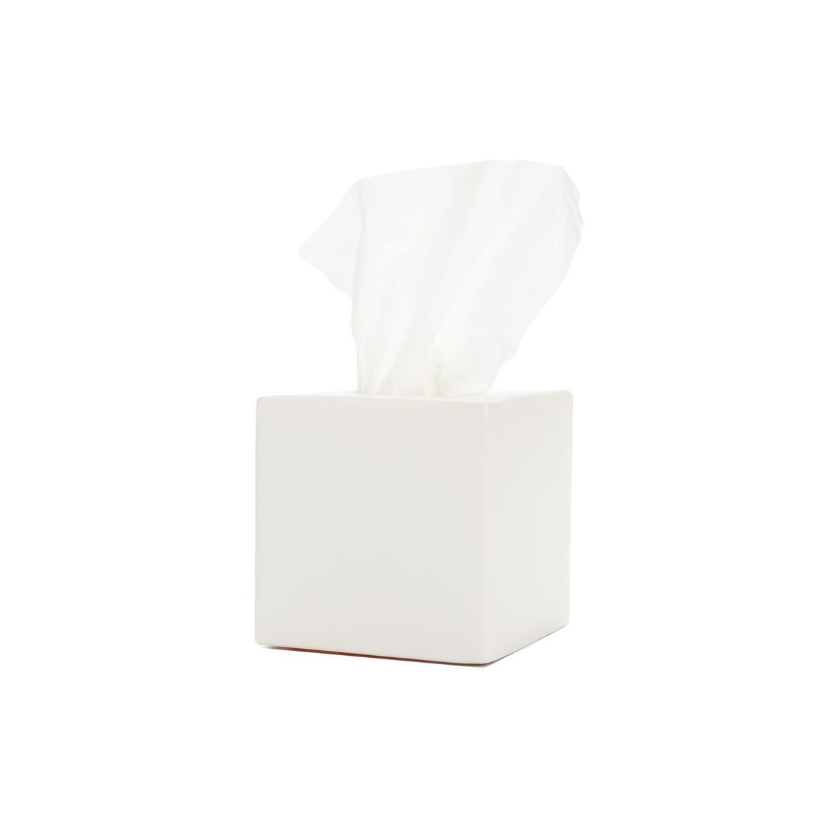 PTB Simple Ceramic Tissue Box Cover in white with square matte finish for standard tissue boxes