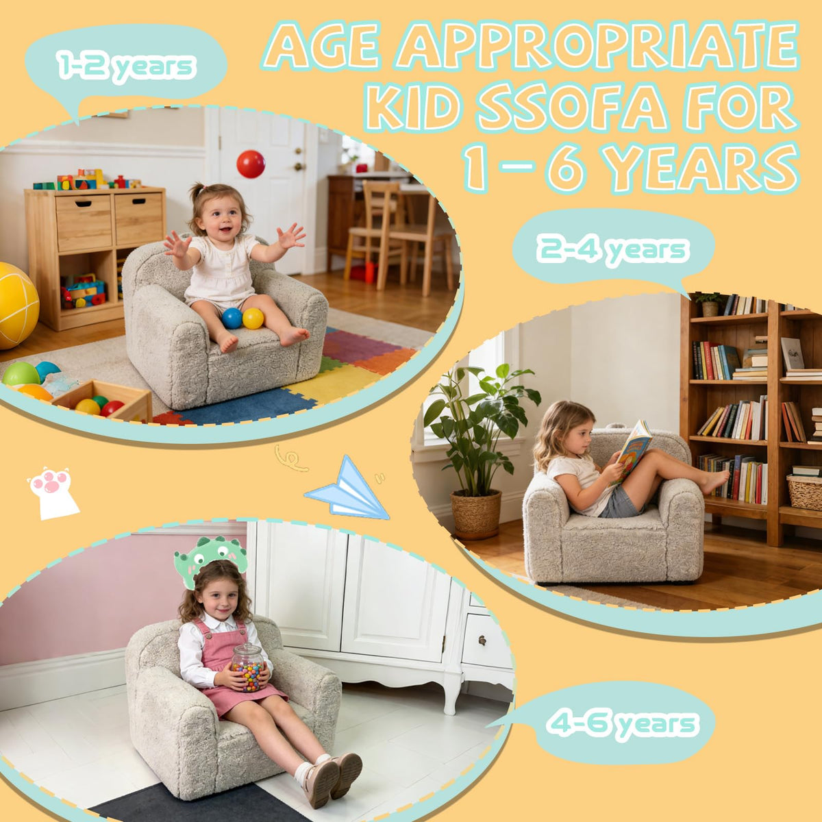 Pterying kids couch adds a cozy reading nook in bedrooms.