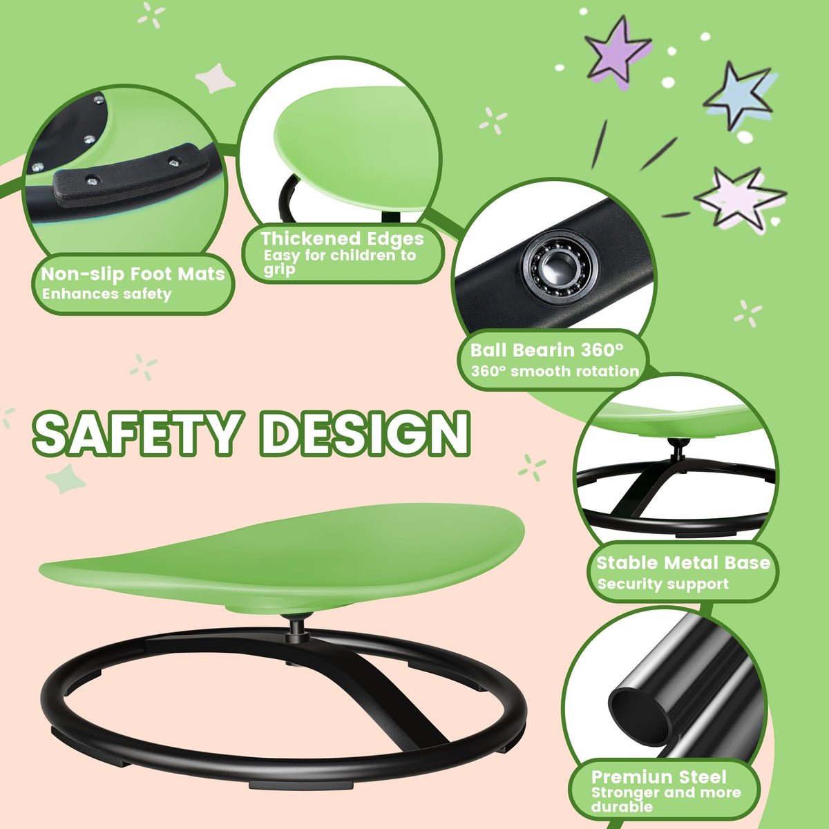 Pterying premium PP material and metal base create durable, long-lasting use.