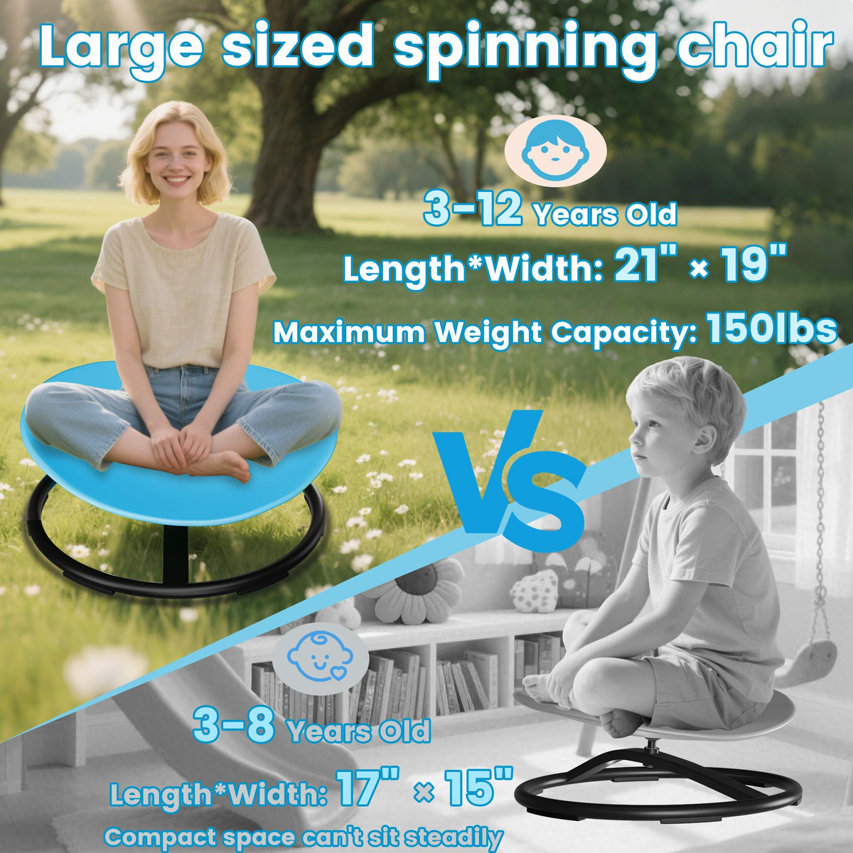 Pterying spin chair kneeling and lying positions, versatile for varied activities