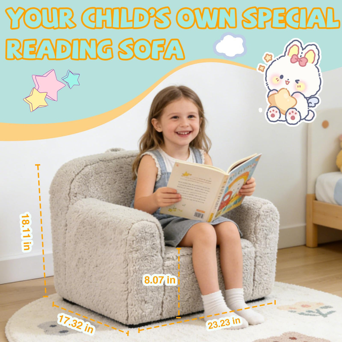 Pterying toddler chair in light grey complements nurseries and playrooms.