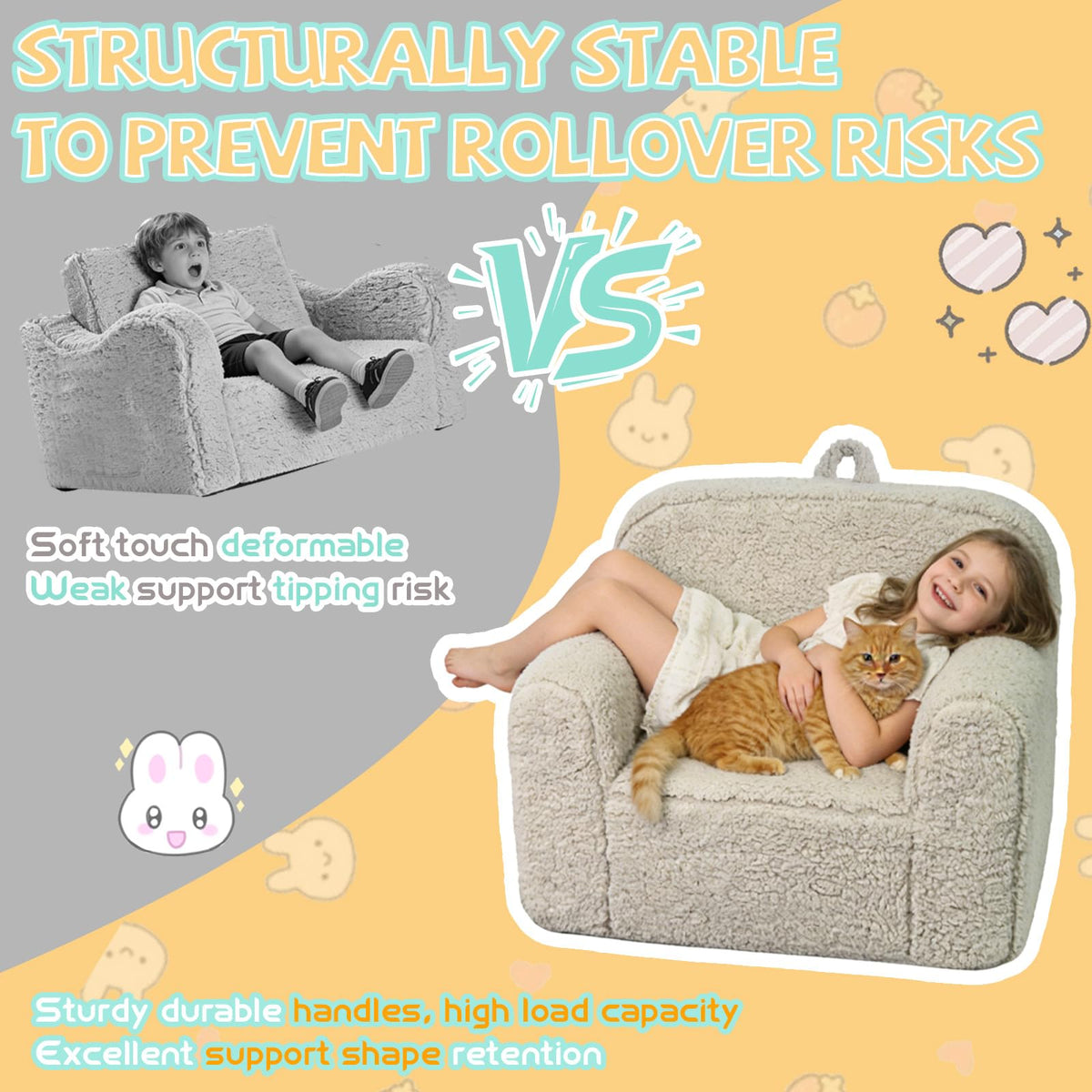 Pterying toddler chair shows rounded edges for safe, gentle play.