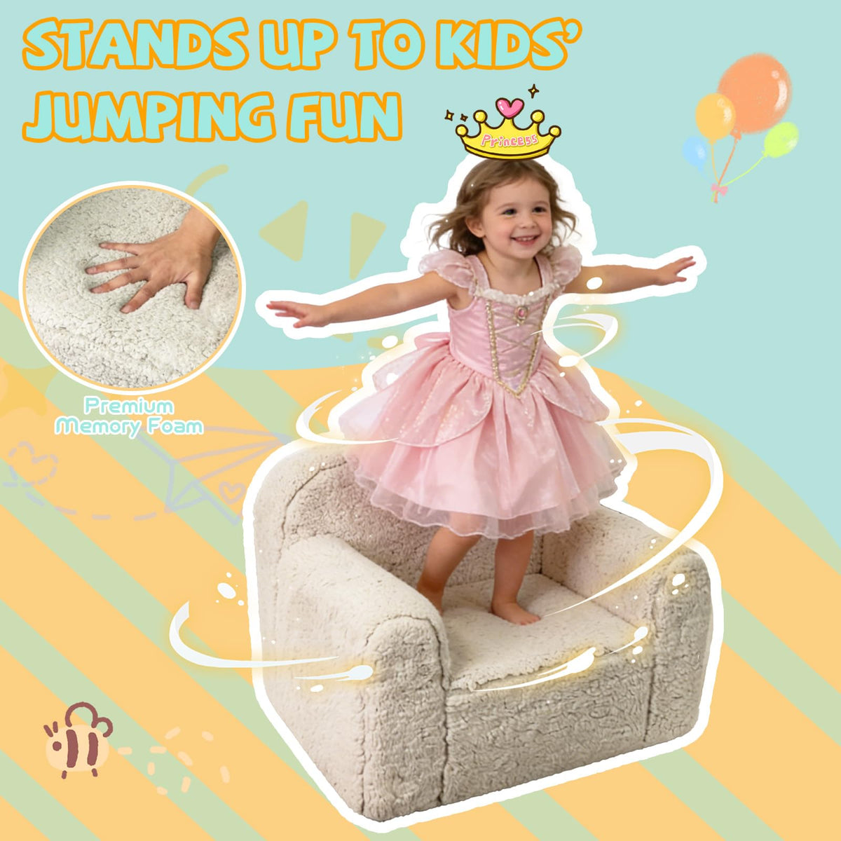 Pterying chair featuring a zippered cover for quick cold-water washing.