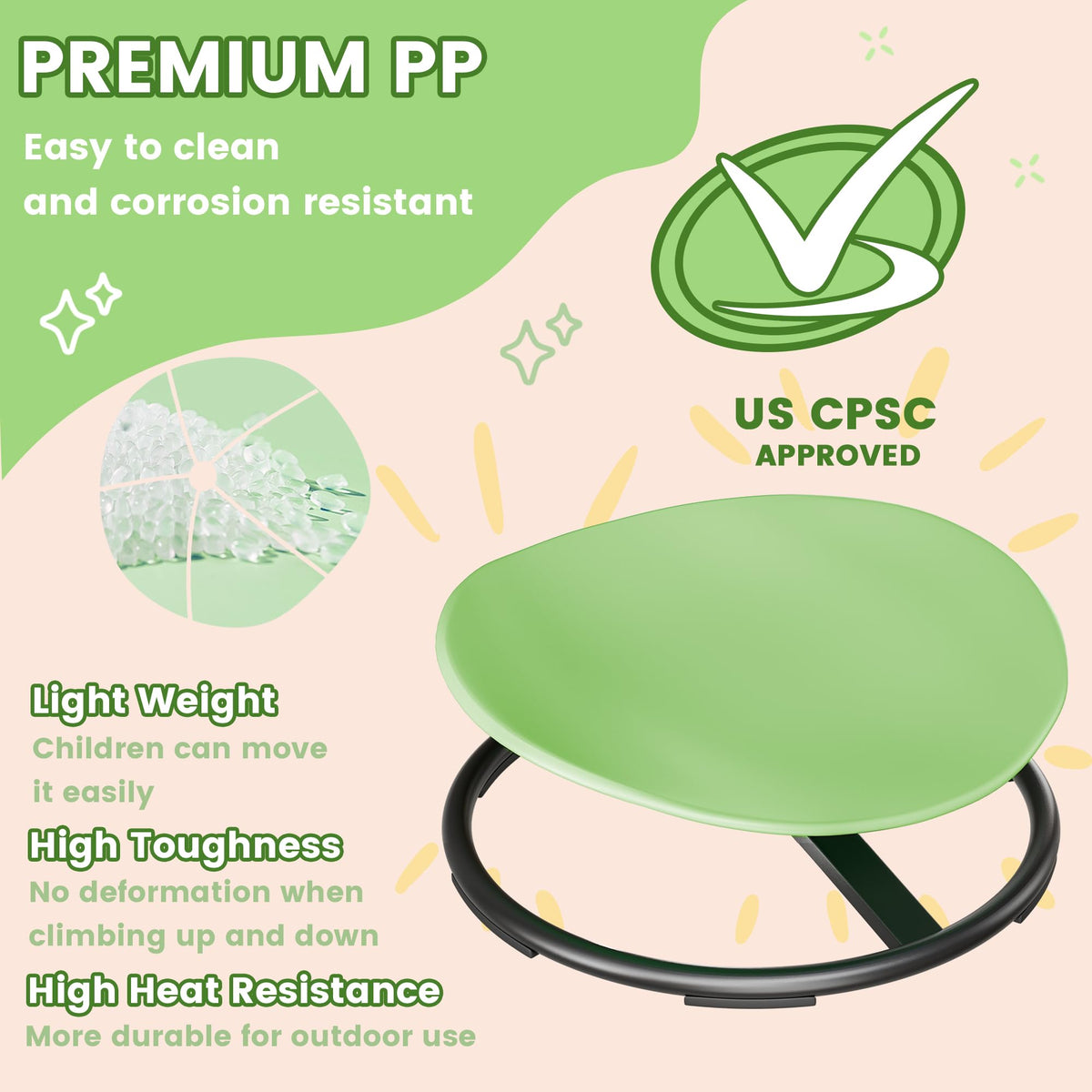 Pterying toddler sensory chair base provides sturdy support during spins.