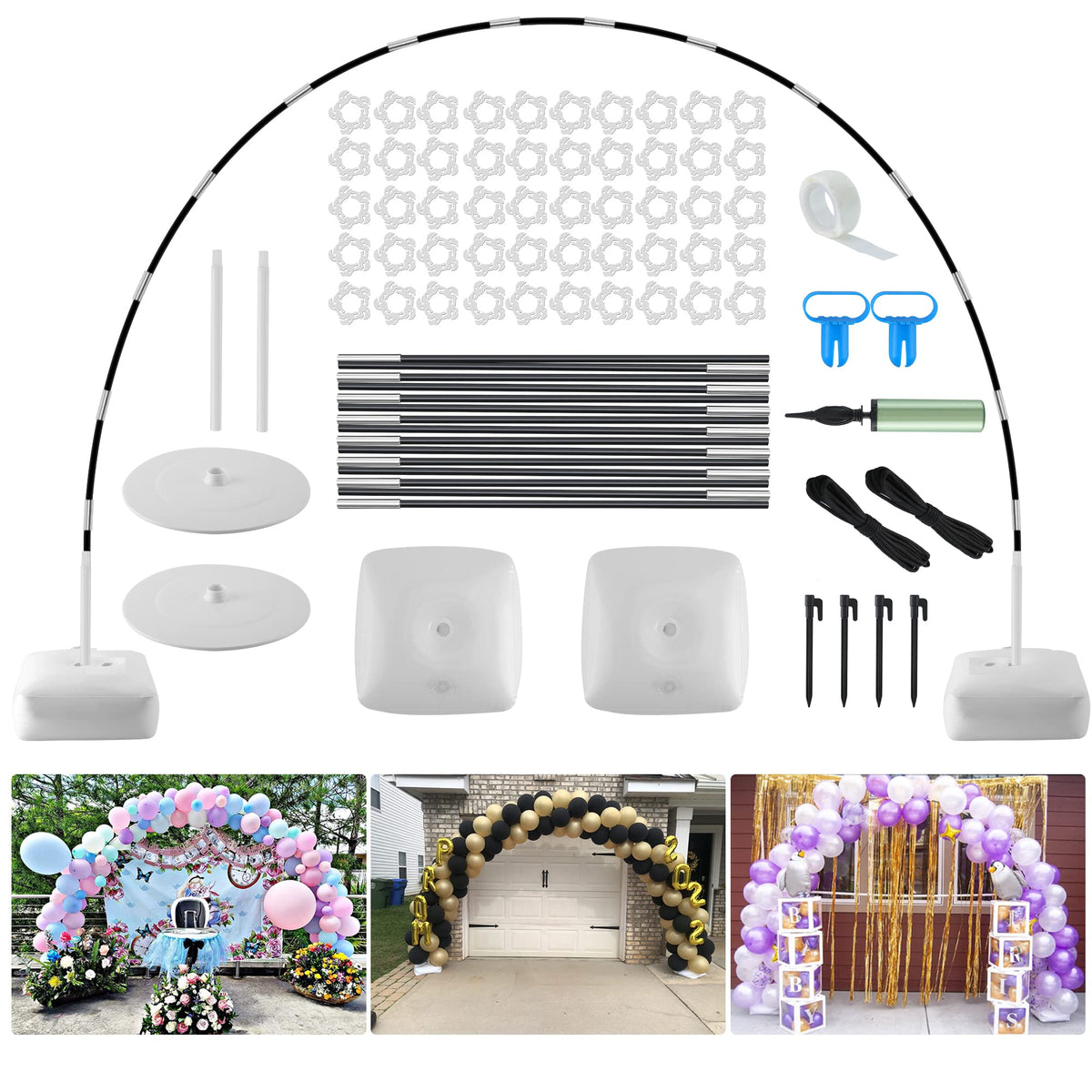 PTKISS Improved Balloon Arch Kit base and pipes for a sturdy setup
