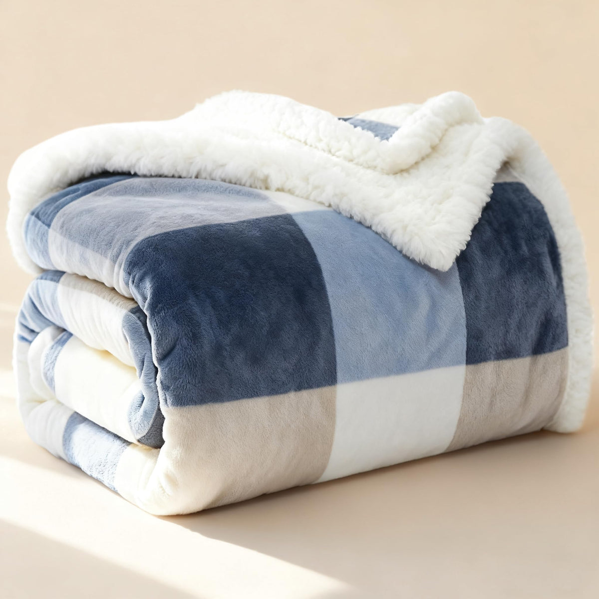 PU MEI lattice checkered pattern blanket complements living room decor while staying soft.