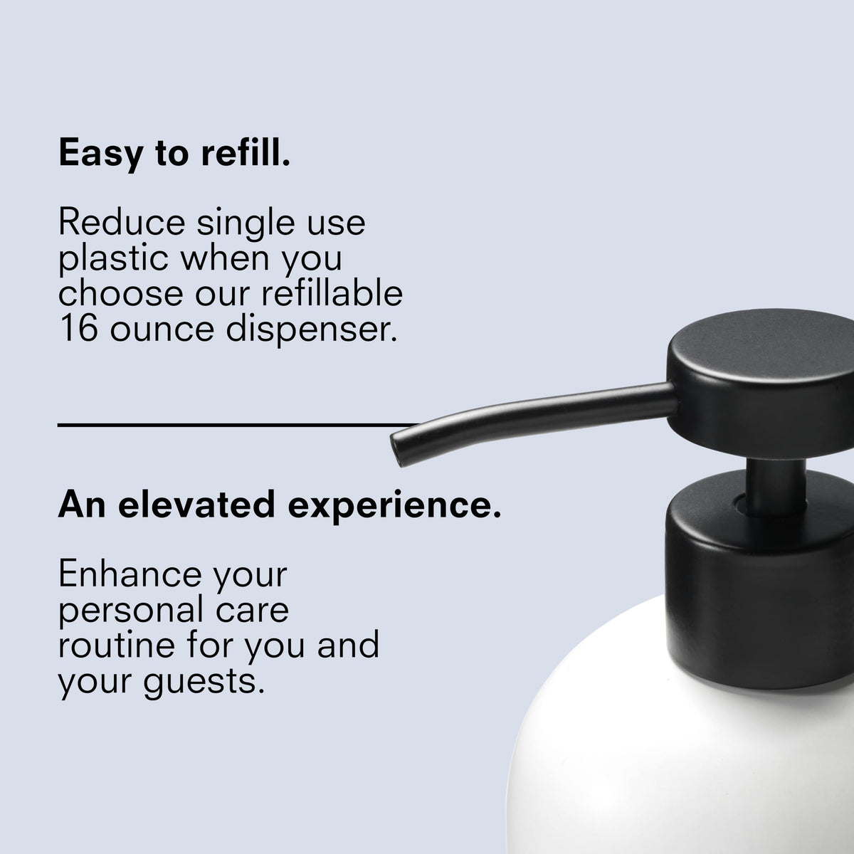 Public Goods 16 oz refill-friendly setup with 34 oz bottle nearby reduces waste.