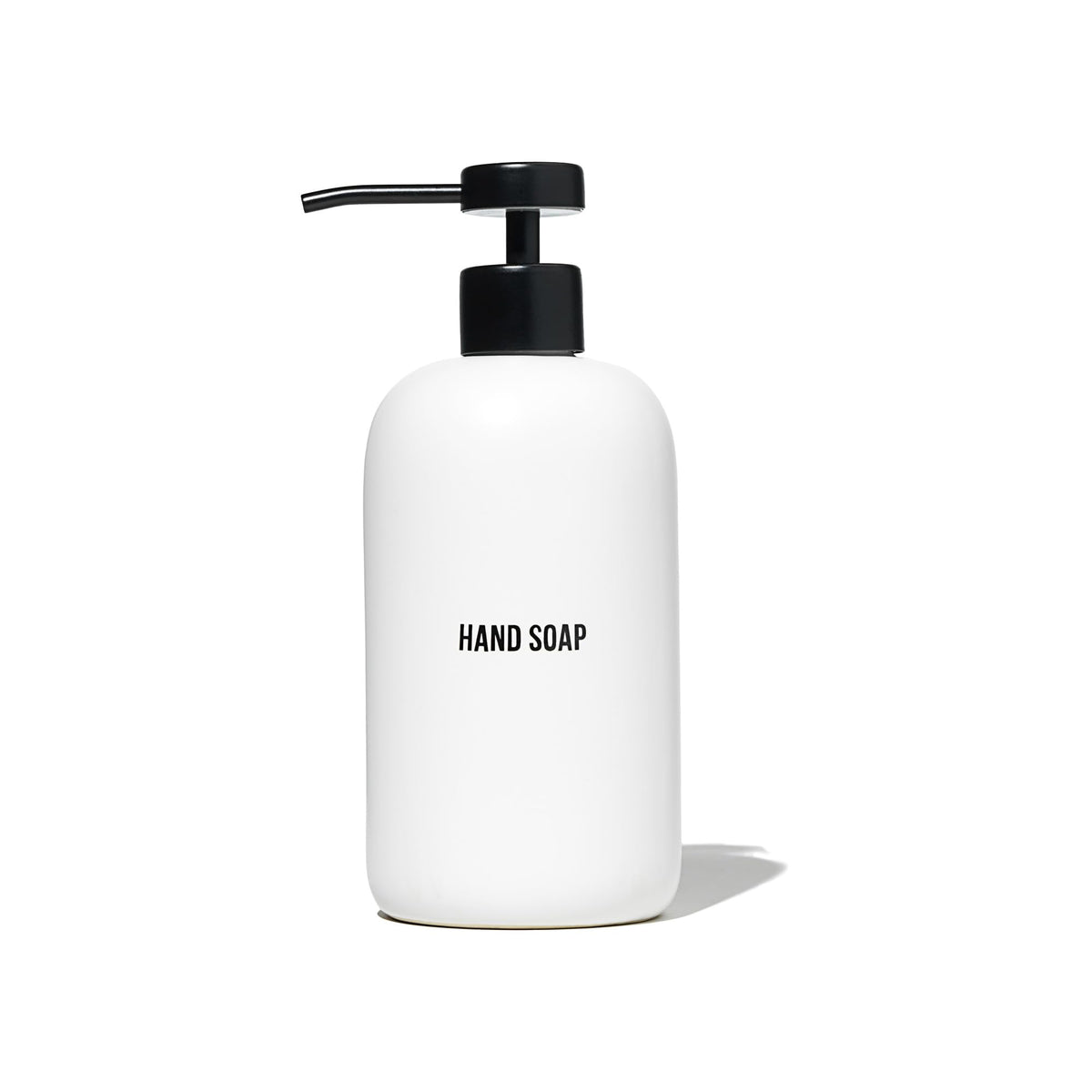 Public Goods ceramic hand soap dispenser closeup highlights durable stoneware.