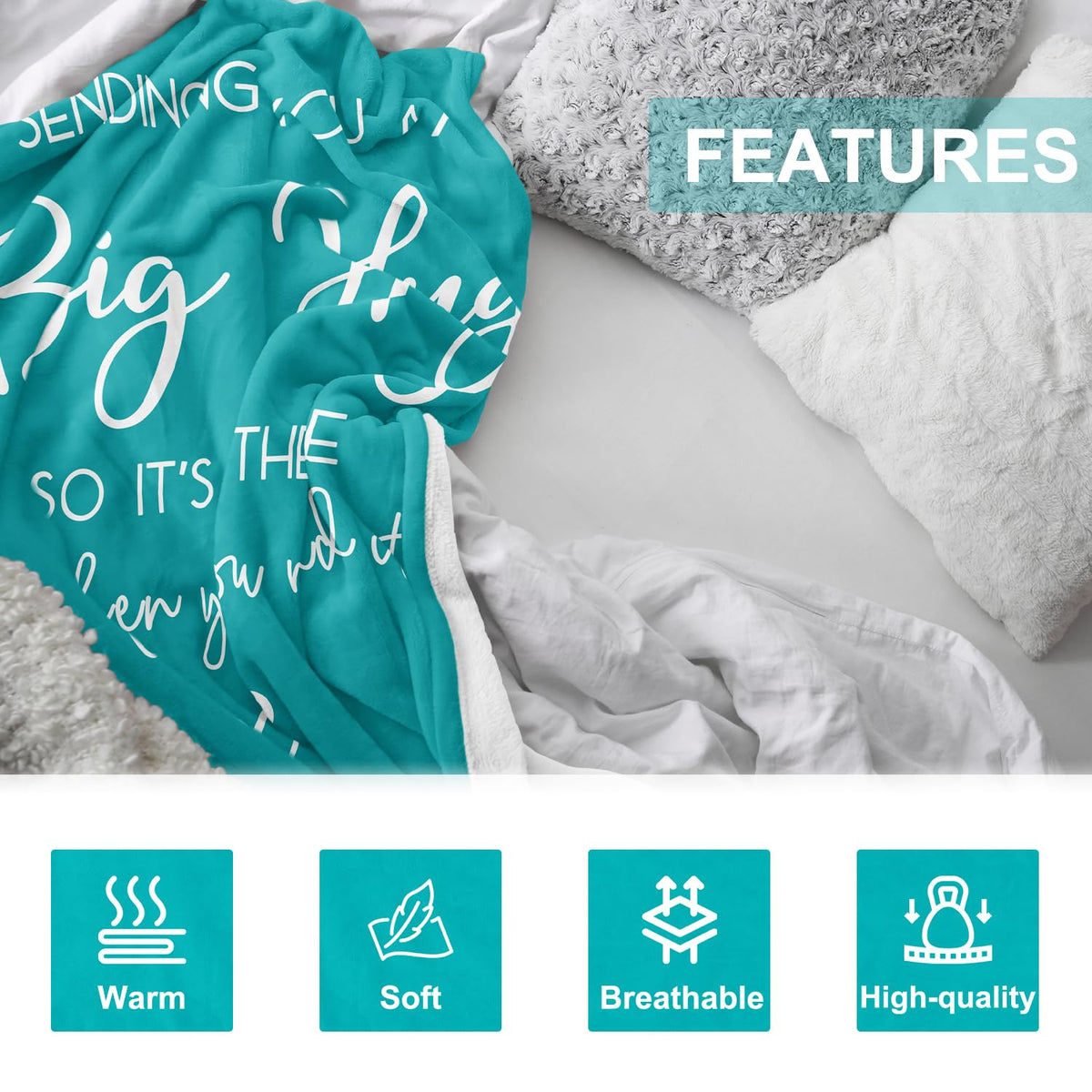 Pubrave teal hug blanket gift-ready packaging shows thoughtfulness