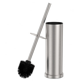 Pucscsrg stain nickel toilet brush with extended reach for hard-to-clean areas