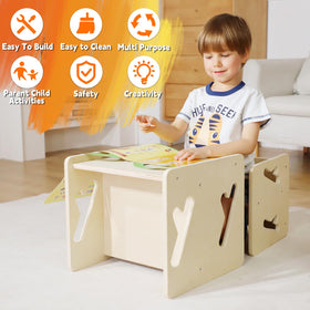 Puecrof set doubles as a step stool, aiding reach for kids.