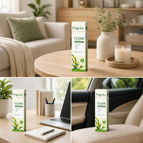 PUFFIAIR two-pack packaging displayed with subtle botanical scent notes.