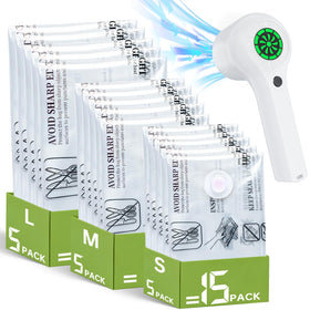 PUFTEM vacuum bag with rechargeable pump for travel compression.