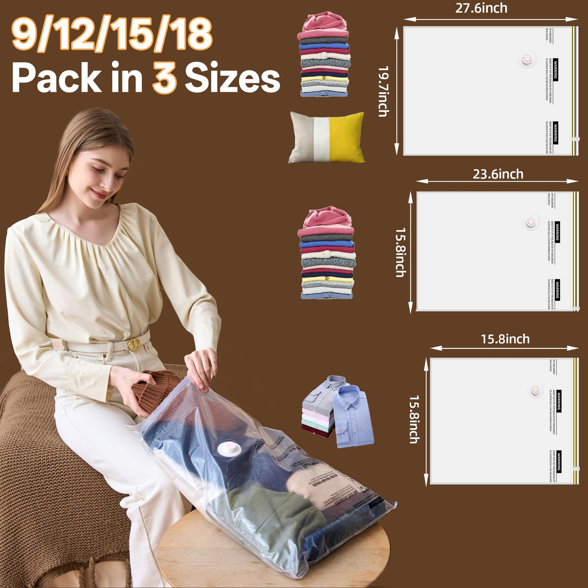 PUFTEM space-saving bag set for travel packing.