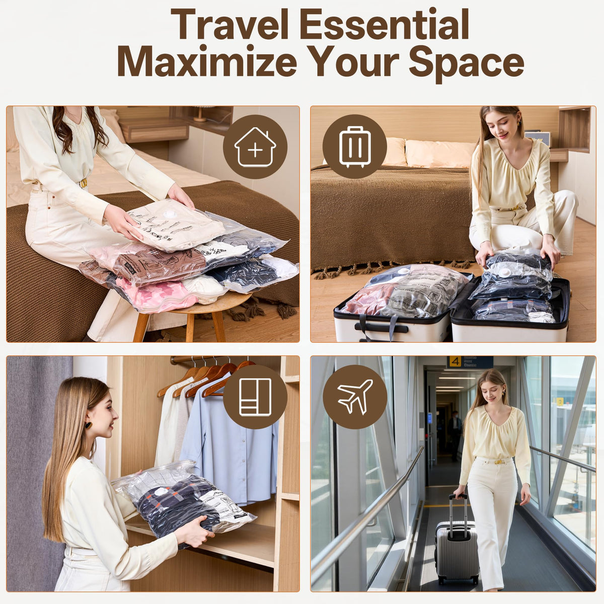 PUFTEM travel wardrobe organizer via vacuum sealing.