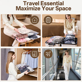 PUFTEM travel wardrobe organizer via vacuum sealing.