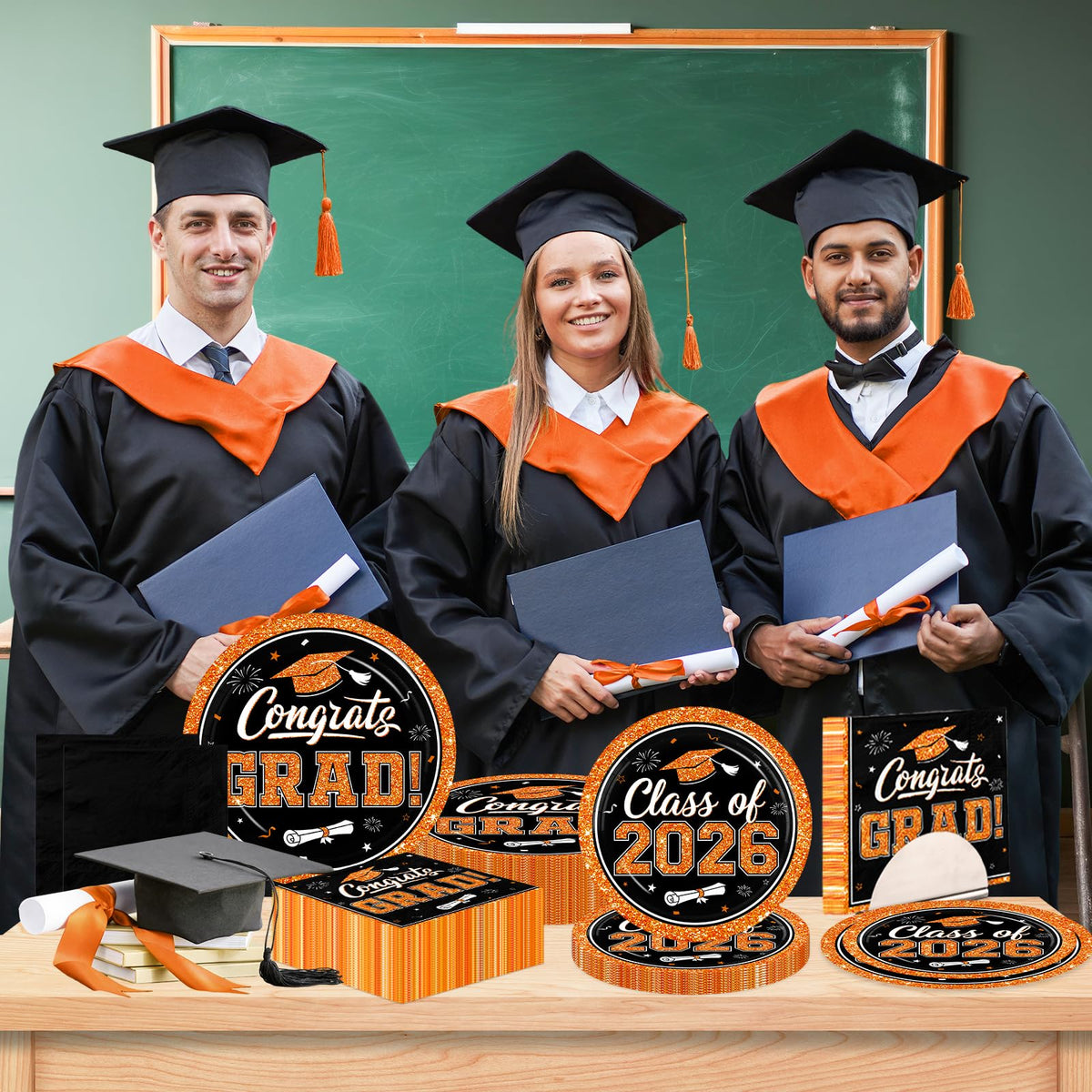 Pugipien Class of 2026 decor adds bold black and orange flair to photos.