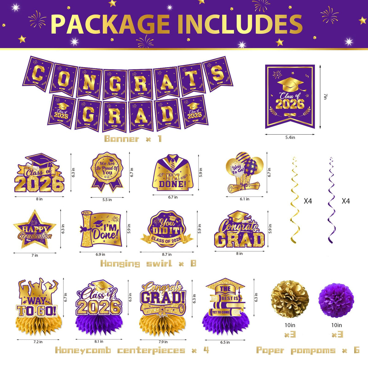Pugipien graduation balloons bundle for festive decorations and photo moments.